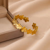 Floral Cuff Bracelet in Stainless Steel with Gold-Tone Finish - Image 2