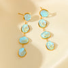 316L Stainless Steel Blue Stone Drop Dangle Earrings for Women Pvd Plated Jewelry - Image 5