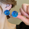 Pink Blue Oil-dropping Round Oval Stud Earrings Unique Design Bean Beads Ear Studs Earrings Temperament Ear Accessories - Image 25