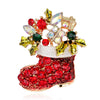 18Styles Christmas Xmas Brooches Lapel Pin Crystal Santa Snowman Wreath Elk Bells Tree Jewelry Happy Year Gift for Friends - Image 8