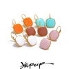 Joyful Candy Multicolor Enamel Square Hoop Earrings Golden Plated Stainless Steel Spring Summer Jewelry - Image 1