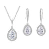 Cubic Zirconia Water Drop Dangle Earrings Bridal Wedding Party Jewelry Set Gift - Image 9