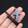 Charm Natural Semiprecious Stone Cross Shape Crystal Tiger Eye Agate Pendant Necklace Jewelry Gift for Women 25x18mm - Image 40