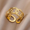 Gold Color Stainless Steel Coin Ring Broad Surface Elliptical Geometry Rings Elegant Jewelry Accessories For Women Gift - Image 10