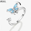 Rose Flower Rotating Ring For Women Spinner Fidgets Heart Charm Adjustable Open Rings Star Moon - Image 14