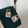 Korea Acrylic Resin Geometric Square Hanging Stud Earrings Hollow Metal Earrings Jewelry Gift - Image 5