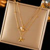 316L Stainless Steel Metal Double Chain Starfish Shells Pendant Necklace Pvd Plated Jewelry Women - Image 16