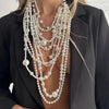 Imitation Pearl Multi-Layer Choker Necklace with Long Tassel Pendant - Image 7