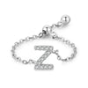 Silver 26 English Letters Adjustable Chain Finger Rings For Women Wedding Anniversary Jewelry - Image 16