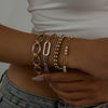 Minimalist Gold Color Plated Stainless Steel Thick Chain Bracelet Double Color Bead Bracelet Women's Jewelry - Image 2