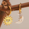 La. Muses Sun Moon Pearl Embellishment Stainless Steel Women's Hoop Earrings Pvd Gold-plated Design Jewelry Gift - Image 6