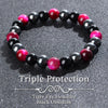 Triple Protection Bracelet, Blue Malachite Black Bile Obsidian Beaded Bracelet, Handmade Stretch Beaded Bracelet - Image 9