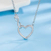 Silver Heart Shape Necklace Bracelet For Women, Artificial Diamond Jewelry Set Holiday Boutique Gift - Image 1