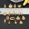 16pcs KC Gold Ocean Series Charms (Shells/Starfish 1pc per Design) Ideal for Crafting Necklaces, Bracelets Earrings" - Image 1