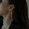 Tassel Ear Clip Gold Color Plated Stainless Steel Smooth Small Steel Bead Tassel Earrings Women's Jewe - Image 1