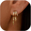 Gold Plated Triple Huggie Stud Earrings Cute Statement Chain Earring Dainty Drop Earrings for Women Jewelry - Image 1