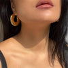 U-Shaped Chunky Hoop Earrings with Geometric Profile - Image 9