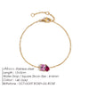 Simple Colored Zirconia Charm Bracelet Women's Oval Stainless Steel Bangle Jewelry - Image 10