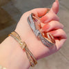 Twisted Knot Open Cuff Bangle Bracelet Sparkling Zircon Inlaid Bracelet Party Gift Jewelry - Image 2