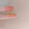 Silver Hoop Earrings Clip Golden Bowtie Ribbon Small Cute For Women Girl Gift Jewelry - Image 1