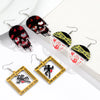 Halloween Crime Scene Square Acrylic Earrings for Women Gothic Blood Palm Skull Drop Earring Horrible Party Jewelry Gifts - Image 3