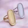1/2pcs Mix Silver/Gold Color Oval Flower Sun Ring Stainless Steel Rings For Women Men Accessories Round Blank Cobochons Settings - Image 6