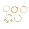 Retro Round Carved Pendant Bracelet Multi Layer Gold Color Star Round Bead Elastic Thread Woven Girls' Jewelry - Image 6