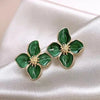 Hibiscus Dropped Glaze Flower Stud Earrings for Women Girl French Vintage Korean Wedding Romantic Jewelry Gifts - Image 4