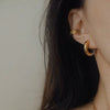 Punk Two Colors Stainless Steel Round Ring Huggies Earrings for Women Gold Plated Circle Hoop Ear Buckles Classic Jewelry - Image 5