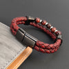 Multi Layer Braided Rope Leather Bracelet Stainless Steel Men Bangles for Red Stone Charm Women Jewelry - Image 3