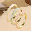 Three-Piece Enamel Flower Bracelet Set in Gold-Tone - Image 5