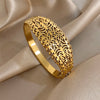 Greatera Floral Scrolls Pattern Bracelet Chunky Engraved Hollow Stainless Steel Charm Bangles - Image 1