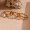 Wave Drop Round Zircon Ring Minimalist 316L Stainless Steel Women's Rings Gold Plated Accessories - Image 10