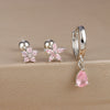 3pcs Stainless Steel Square Pink Zirconia Earrings Set For Women Small Helix Screw Cartilage Piercing Party Jewelry Accessories - Image 12