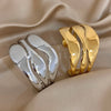 Irregular Gold Plated Stainless Steel Wide Bracelet Exaggerated Smooth Multilayer Geometric Cuff Bangles Jewelry - Image 2