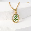 Stainless Steel Dried Flower Pendant Necklace For Women Irregular Round Geometric Clavicle Chain Wedding Jewelry Gift - Image 7