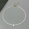 Seed Bead Choker Necklace with Heart Pendant - Image 1
