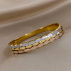 Oval Geometric Charm Stainless Steel Bangles Bracelets for Women Unique Design Hollow Gold Color Wrist Jewelry - Image 3