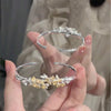 Creative Plum Blossom Cuff Bangles for Women Silver Color Floral Open Bracelet Wristband Wedding Jewelry - Image 4