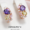 Purple Zircon Drop Earrings For Women Jewelry Rose Gold Color Bride Wedding Earrings - Image 1