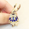 1PC Vintage baroque brooch ladies men's rabbit enamel crystal pin cute drip oil badge party gift dress ornaments - Image 3