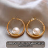 High End Gold Color Metal Circle Pearl Hoop Earrings Temperament Ear Jewelry Gothic Earrings for Women's Accessories - Image 7