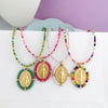 Virgin Mary Stainless Steel Pendant Charm Necklace Women Choker Beads Chain Gold Silver Color Rainbow Colorful Jewelry - Image 1