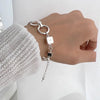 Silver Bracelet Geometric Cube Circle Punk Asymmetric Beaded For Woman Girl Jewelry Gift - Image 2