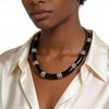 Bamboo Style Black Choker Necklace Crystal Embellished Curved Tube Collar, Versatile Jewelry for All Occasions - Image 6