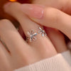 Silver Rings For Women Geometric Jewelry Finger Adjustable Simple Vintage FLower Ring For Party Birthday Gift - Image 4