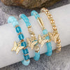 4Pcs Butterfly Beaded Bracelet Set For Women Pink Acrylic Beads Elastic Chain Bangle Female Bohemian Party Jewelry Gift - Image 21