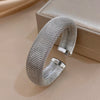Greatera 18mm Wide Mesh Weave Stainless Steel Open Bracelet Simple Dense Line Embossed Chunky European American Bangle Jewelry - Image 4