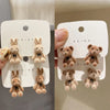 Cute Flocking Plush Rabbit Stud Earrings for Women Korean Brown Animal Bear Earring Jewelry Party Girls Gift - Image 1
