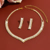 Ultra-Shimmer Diamond V-shaped Collar Chain Fashionally Versatile Eco-friendly Bridal Necklace Earrings Set - Image 3
